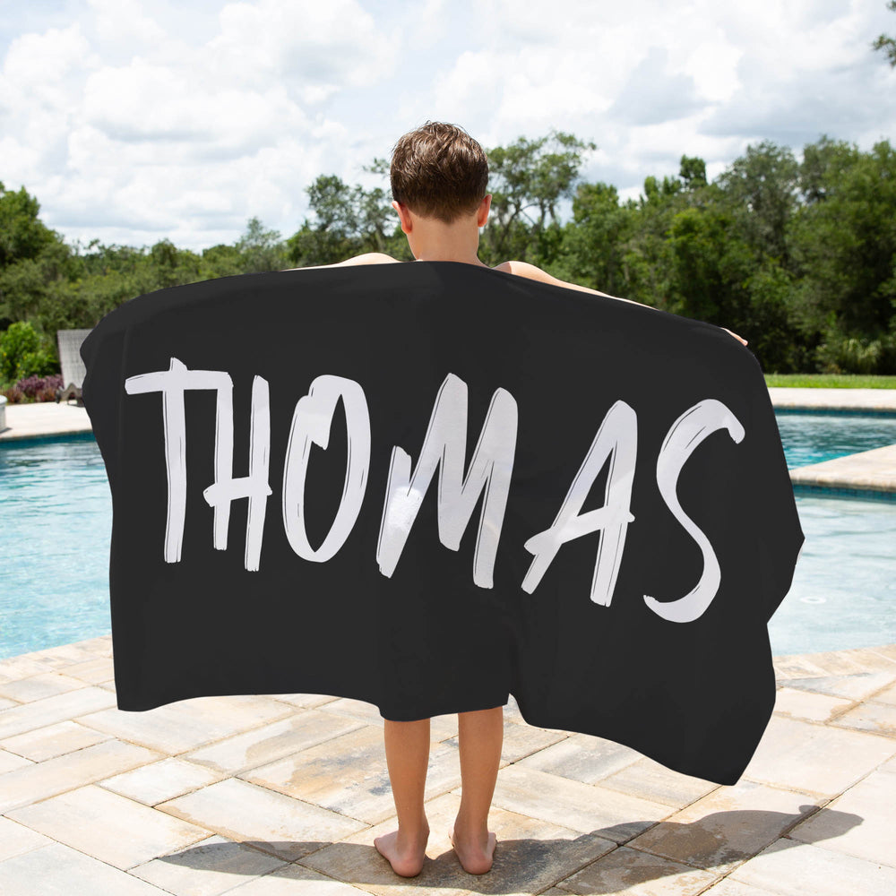 personalised kids beach towels charcoal