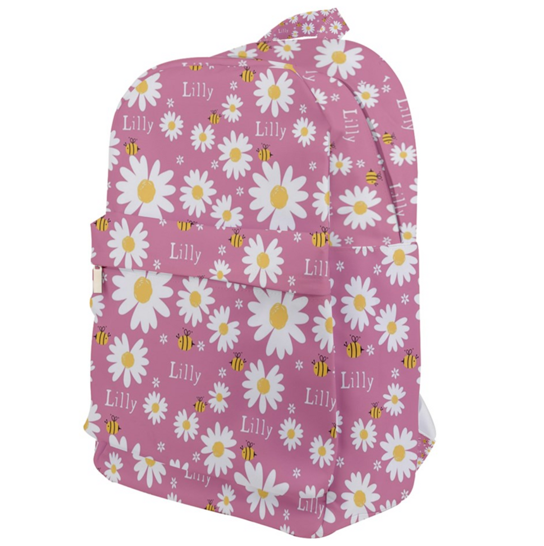floral kids backpack with custom name