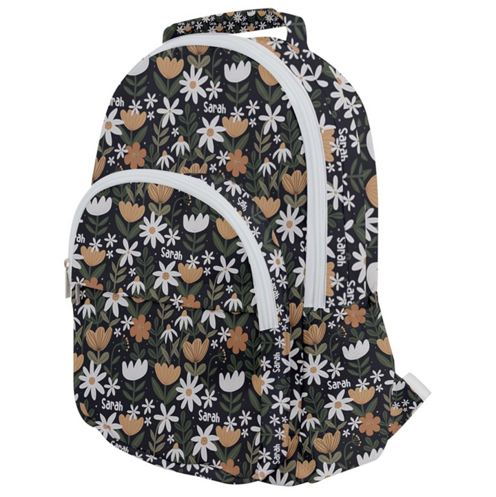girls floral toddler backpack with custom name