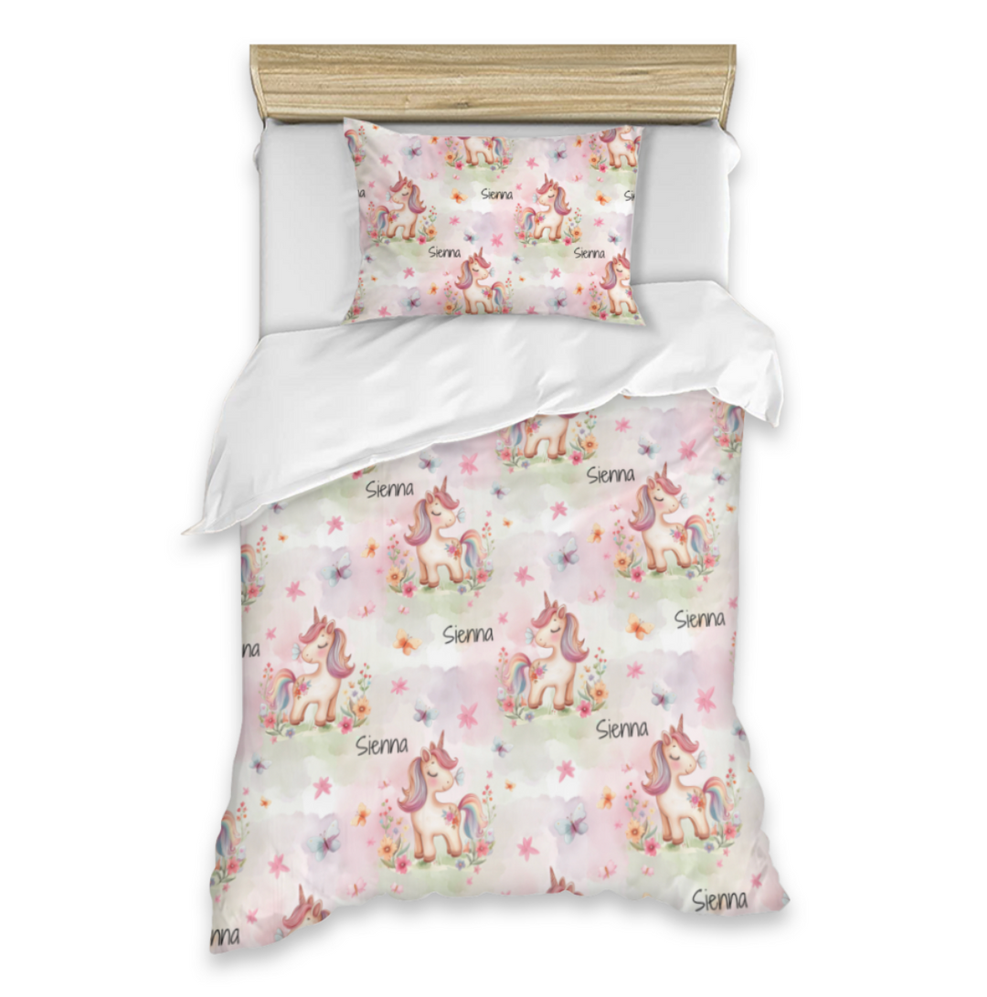 kids quilt covers unicorn personalised