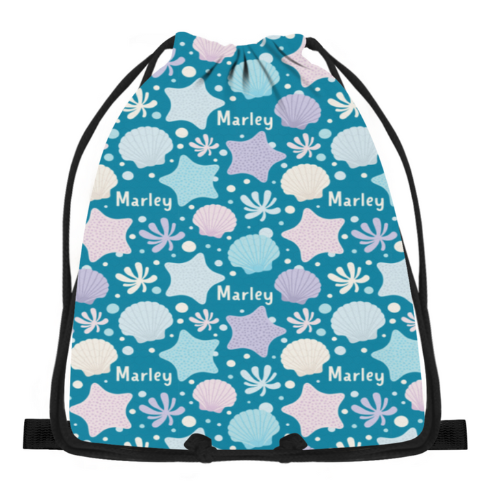 seashell drawstring bag