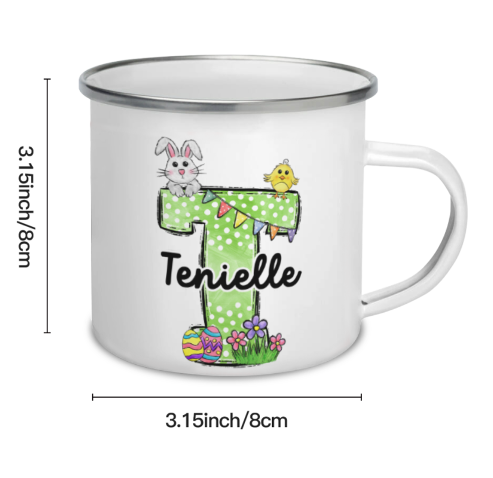 Easter Parade Initial Enamel Mug